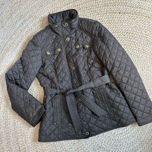 Womens Croft & Barrow quilted jacket coat fitted full zip up S fold accents
